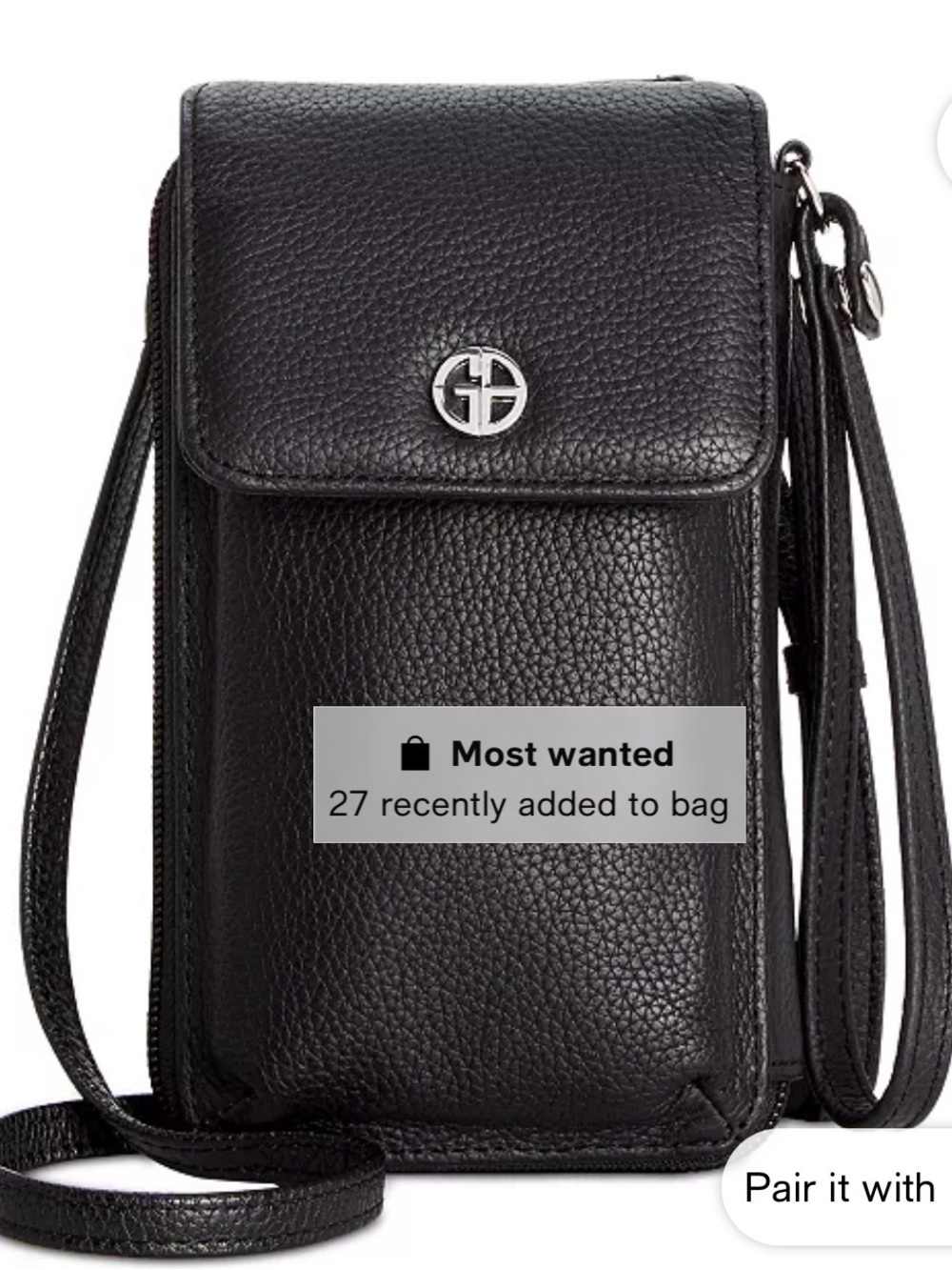 NWOT Giani Bernini Softy Leather Tech Crossbody Wallet - Black